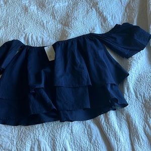Off the shoulder cropped top with attached sleeves